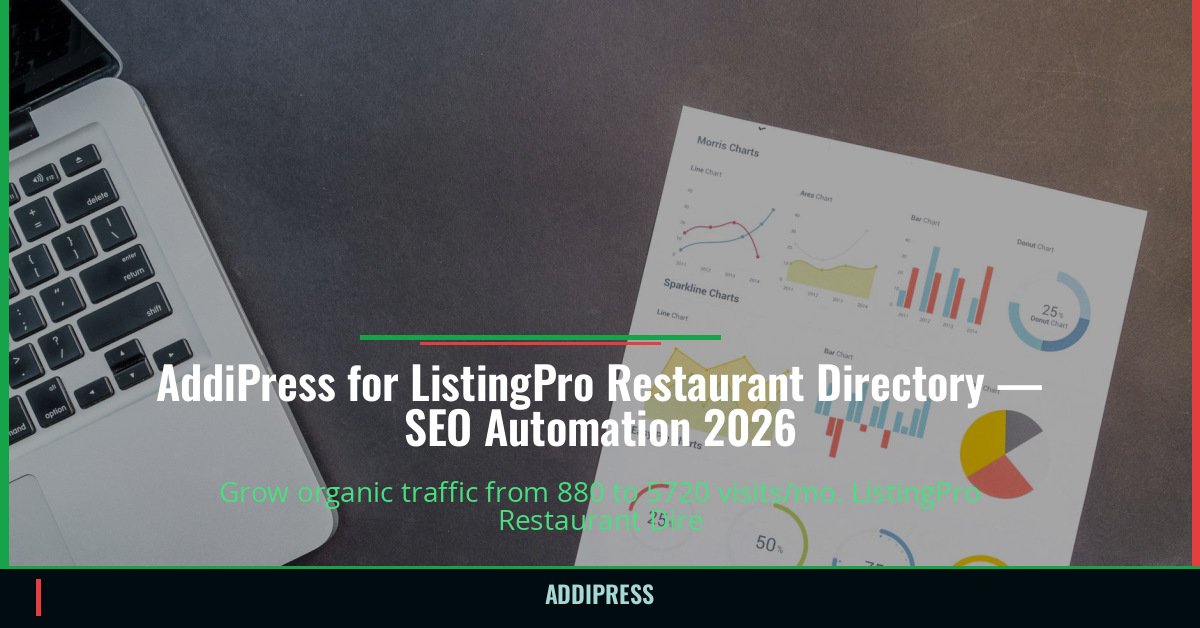 AddiPress for ListingPro Restaurant Directory — 880→5720 organic visits/mo — addipress.com