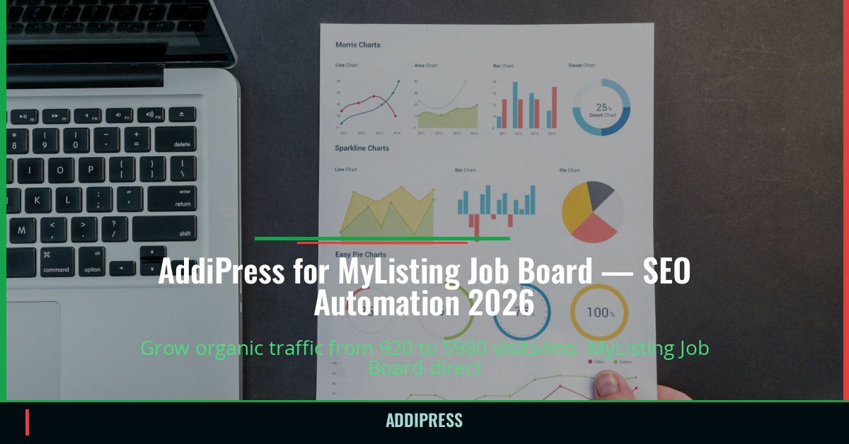 AddiPress for MyListing Job Board — 920→5980 organic visits/mo — addipress.com