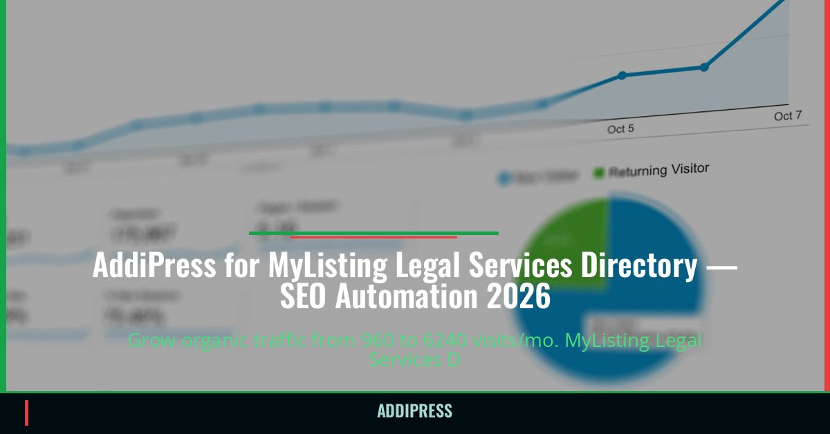 AddiPress for MyListing Legal Services Directory — 960→6240 organic visits/mo — addipress.com