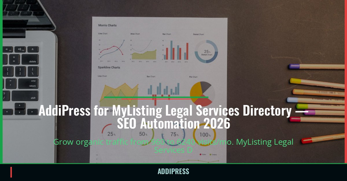 AddiPress for MyListing Legal Services Directory — 960→6240 organic visits/mo — addipress.com