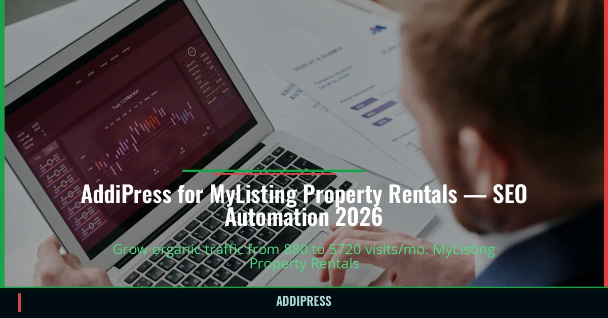AddiPress for MyListing Property Rentals — 880→5720 organic visits/mo — addipress.com