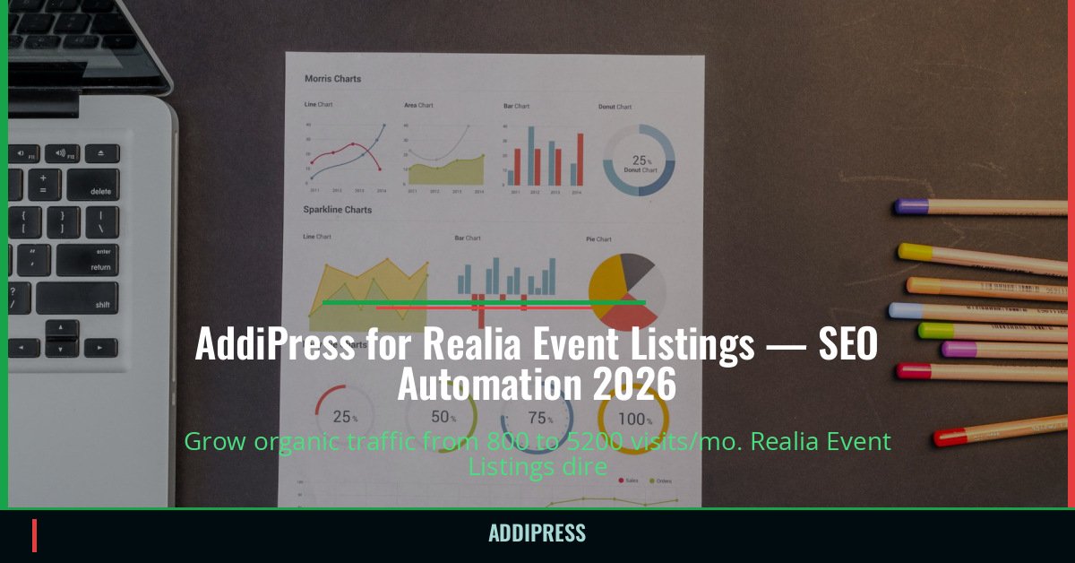 AddiPress for Realia Event Listings — 800→5200 organic visits/mo — addipress.com