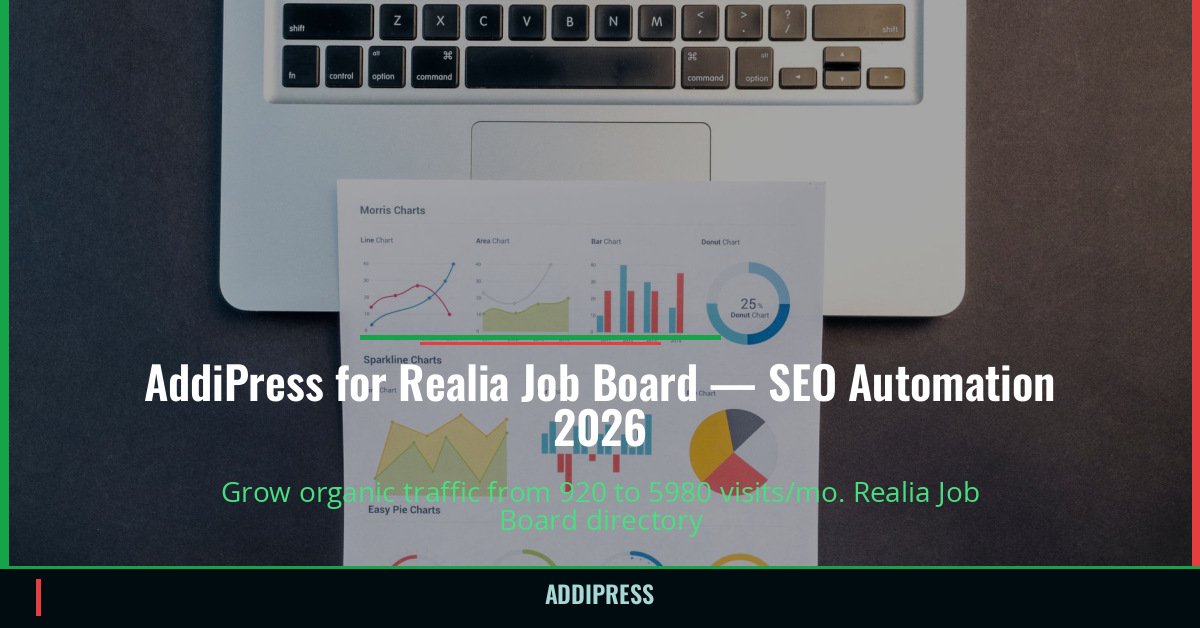 AddiPress for Realia Job Board — 920→5980 organic visits/mo — addipress.com