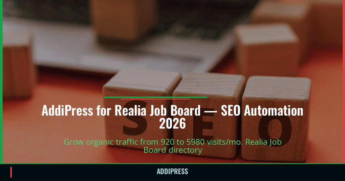 AddiPress for Realia Job Board — 920→5980 organic visits/mo — addipress.com