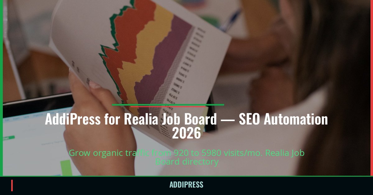 AddiPress for Realia Job Board — 920→5980 organic visits/mo — addipress.com