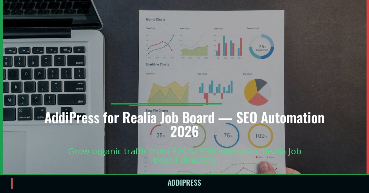 AddiPress for Realia Job Board — 920→5980 organic visits/mo — addipress.com
