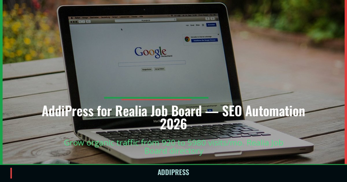 AddiPress for Realia Job Board — 920→5980 organic visits/mo — addipress.com