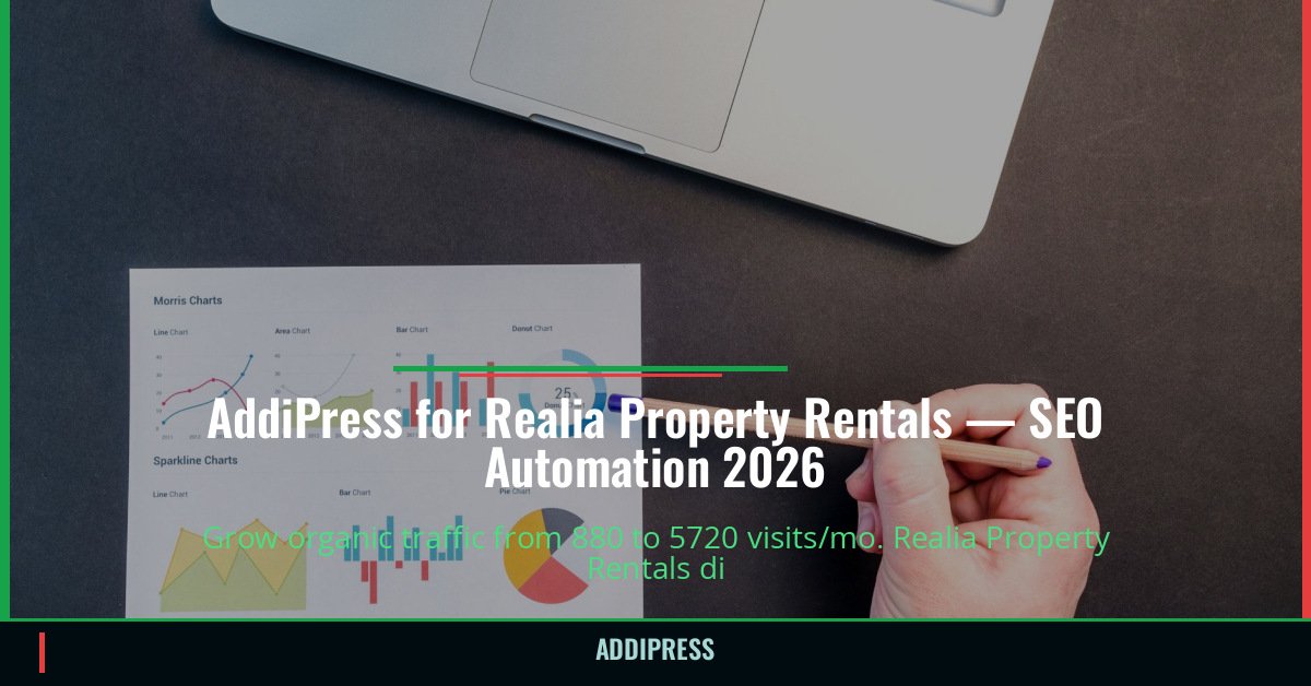 AddiPress for Realia Property Rentals — 880→5720 organic visits/mo — addipress.com