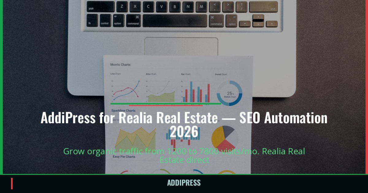 AddiPress for Realia Real Estate — 1200→7800 organic visits/mo — addipress.com