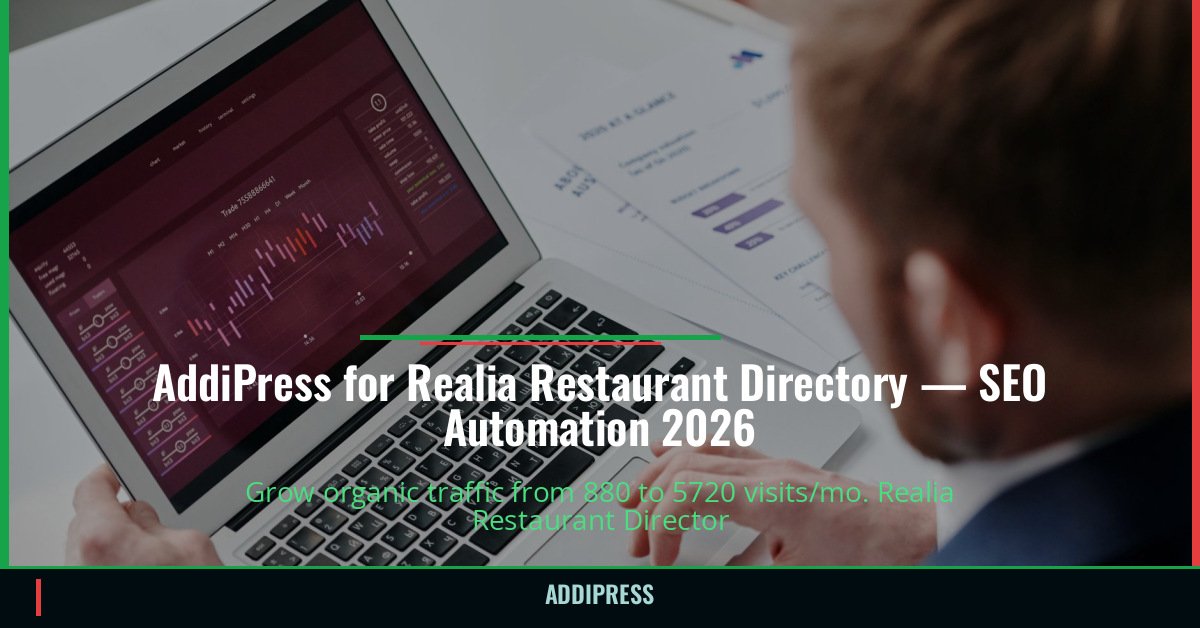 AddiPress for Realia Restaurant Directory — 880→5720 organic visits/mo — addipress.com