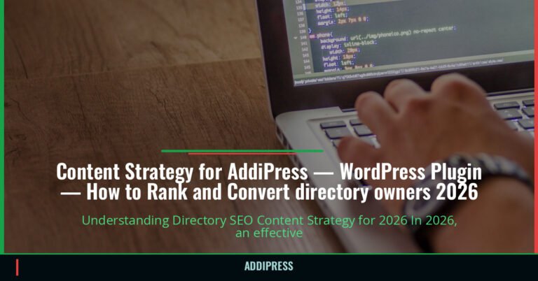 Content Strategy for AddiPress — WordPress Plugin — How to Rank and Convert directory owners 2026 — addipress.com