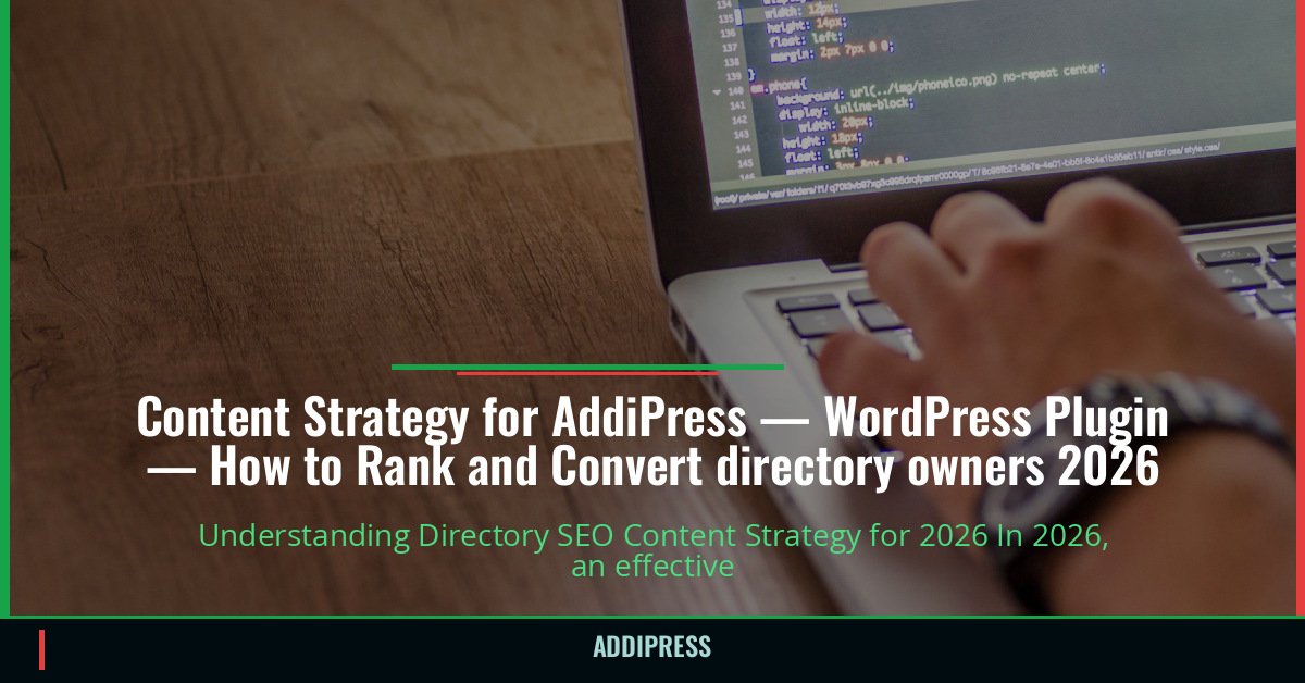 Content Strategy for AddiPress — WordPress Plugin — How to Rank and Convert directory owners 2026 — addipress.com