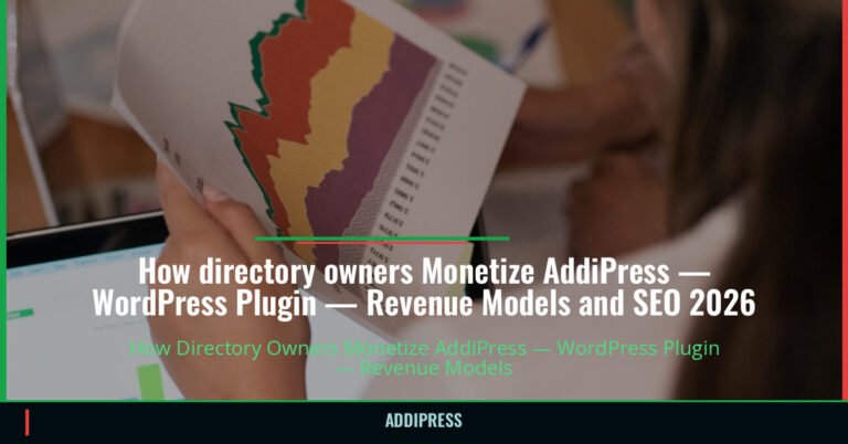 How directory owners Monetize AddiPress — WordPress Plugin — Revenue Models and SEO 2026 — addipress.com