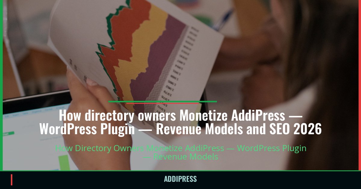 How directory owners Monetize AddiPress — WordPress Plugin — Revenue Models and SEO 2026 — addipress.com
