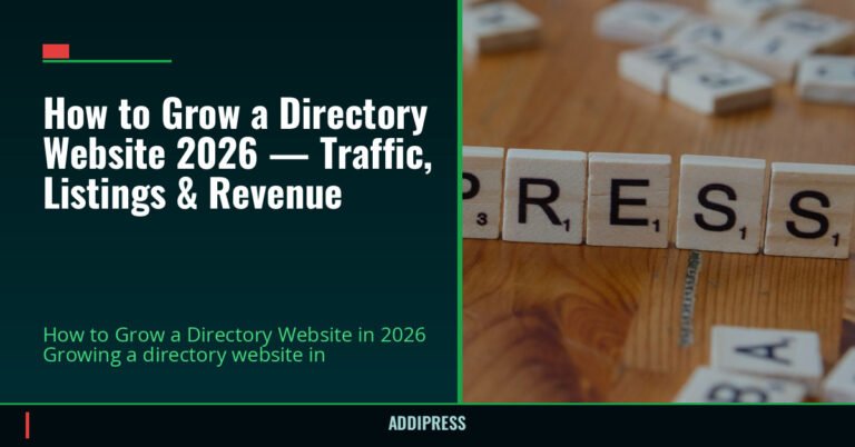 How to Grow a Directory Website 2026 — Traffic, Listings & Revenue — addipress.com