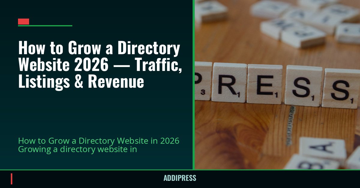 How to Grow a Directory Website 2026 — Traffic, Listings & Revenue — addipress.com