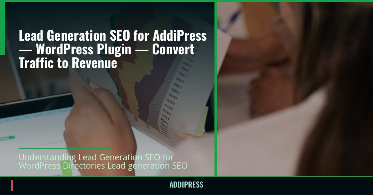 Lead Generation SEO for AddiPress — WordPress Plugin — Convert Traffic to Revenue — addipress.com