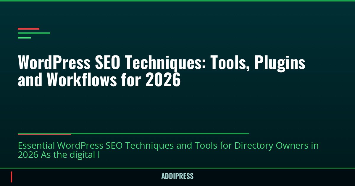 WordPress SEO Techniques: Tools, Plugins and Workflows for 2026 — addipress.com