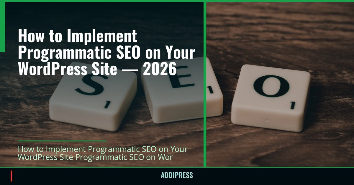 How to Implement Programmatic SEO on Your WordPress Site — 2026 1 How to Implement Programmatic SEO on Your WordPress Site — 2026 — addipress.com